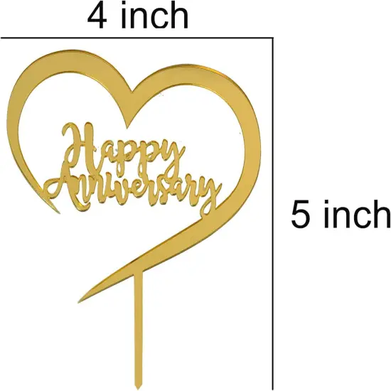 Happy Anniversary Gold Acrylic Cake Toppers {2}