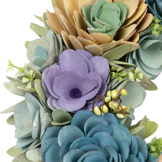 Northlight Artificial Floral Wooden Spring Wreath with Seed Pods - 14" Blue {6}