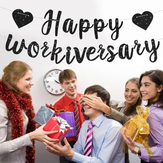 Black Glitter Happy Workiversary Banner - NO DIY {4}