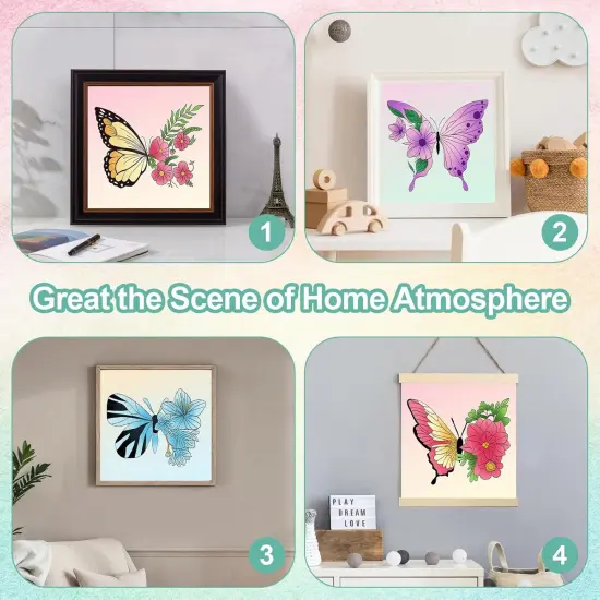 Pre Printed Canvases, 9 PCS Butterfly Painting Canvas 7.87 * 7.87&rdquo; Butterfly Floral Themed Painting Canvas 9Pcs-Butterfly {5}