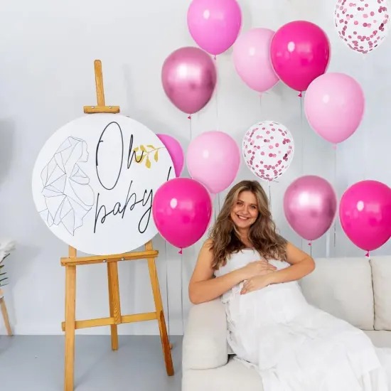 68Pcs Pink Balloons Kit 12 Inch Metallic Pink Balloon(pink) {4}