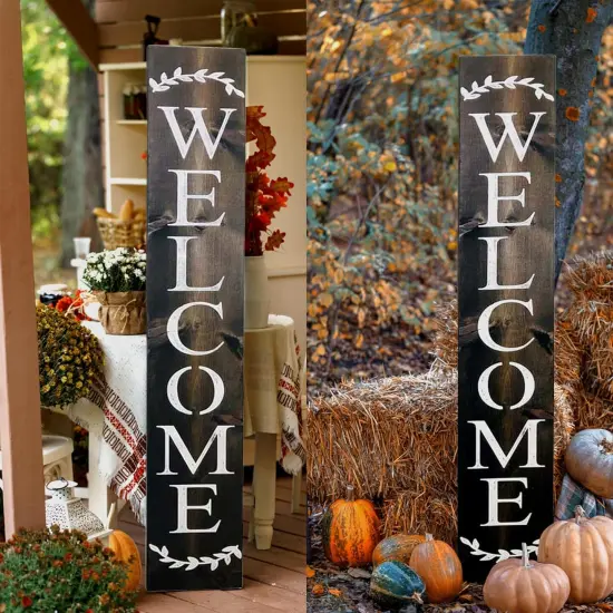 Welcome Sign for Front Door (Brown wooden design) {3}