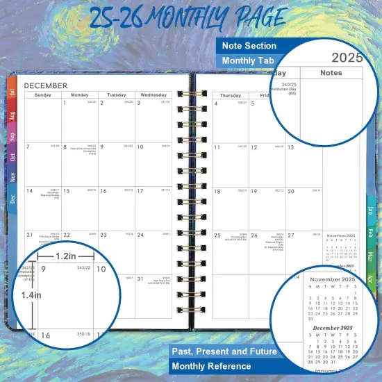 2025-2026 Planner &ndash; Jul.2025 - Jun.2026, Weekly ＆ Monthly Academic Planner 2025-2026, with Tabs, 6.4" x 8.5", Hardcover, Strong Binding, Thick Paper, Back Pocket, Elastic Closure, Inner Pocket {6}