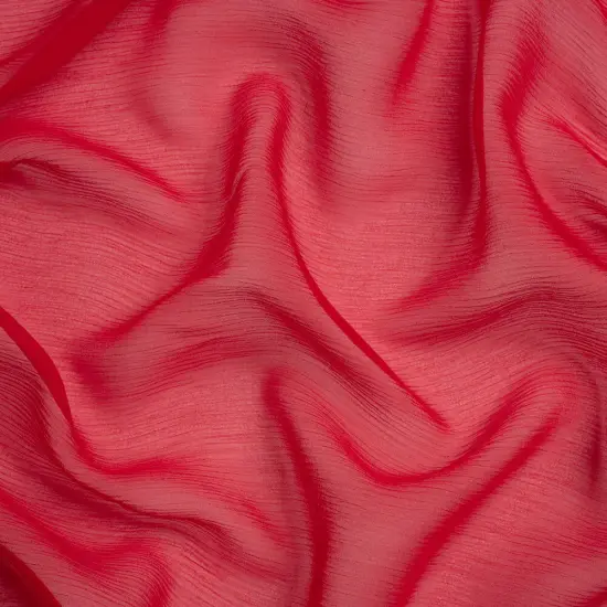 1 Yard Red Sheer Crinkled Silk Chiffon Fabric for Flowing Dresses Scarves 43 inch Width {1}