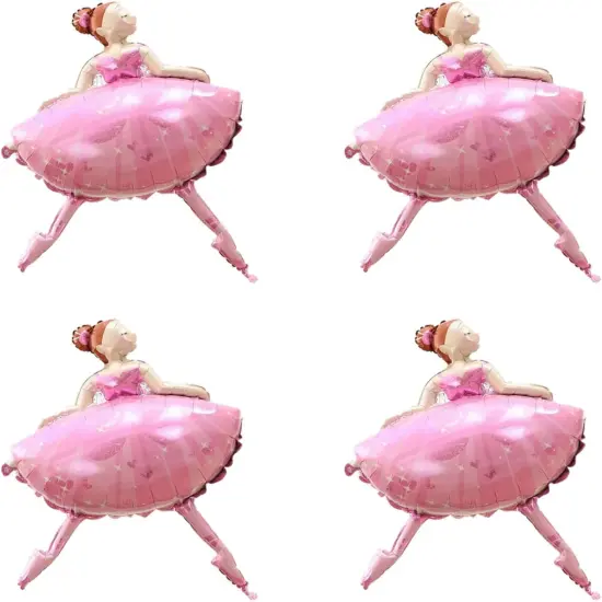 4PCS Pink Ballet Dancing Girl Foil Balloon Aluminum Foil(Pink) {1}