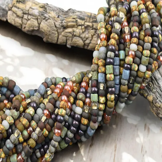 6/0 Aged Matte Fuji Picasso Tube Mix Seed Beads (20" Strand) {4}