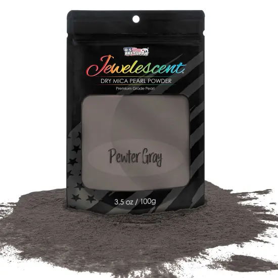 Jewelescent Mica Pearl Pigment Powder, Pewter Grey 3.5 oz (100g) Pouch - Cosmetic Grade, Epoxy Resin Color Pigment, Mica Powder for Resin, Soap, Slime, Candle Dye, Art, Crafts {1}