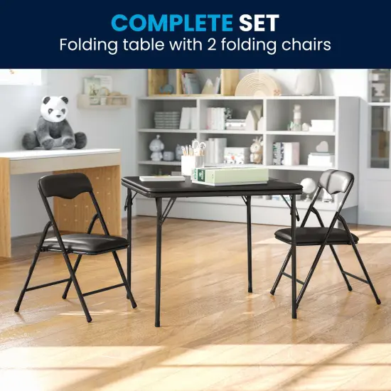 Emma and Oliver Kids 3 Piece Folding Table and Chair Set - Kids Activity Table Set {10}