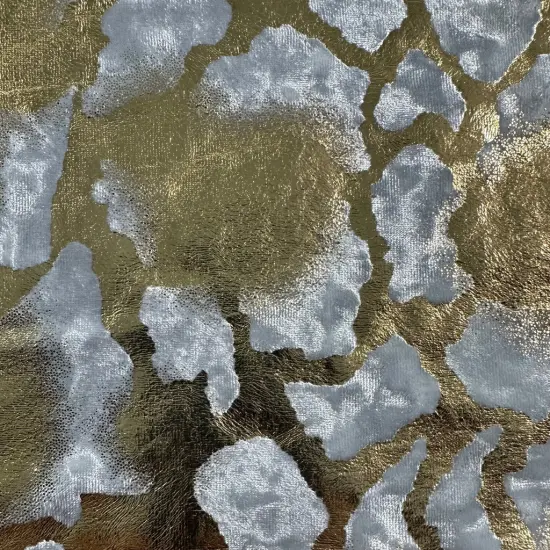 1 Yard Aphetic Cloud Foil Stretch Polyester Spandex Fabric 56" Wide White Gold {1}