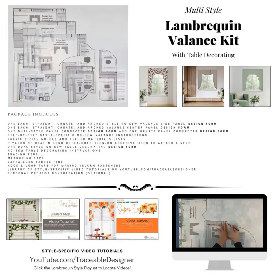 Multi-Style Lambrequin Cornice Valance Kit Make Custom Window Treatments Without Sewing {4}