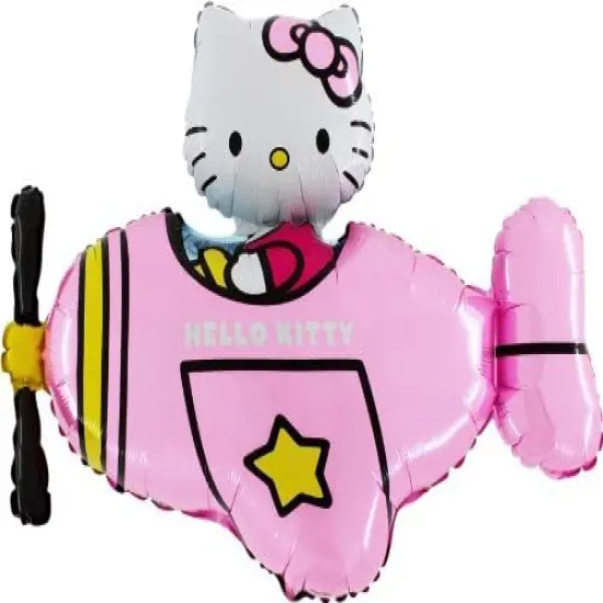 37" Hello Kitty In Pink Aeroplane Foil Balloon - Party Decorations {1}