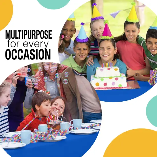  Party Solids 54" x 300' Plastic Table Cover Roll with Slide Cutter &ndash; Cut-to-Size Dispenser Box &ndash; Makes Up to 36 Disposable 8' Rectangle Tablecloths by Exquisite Dark Blue {6}