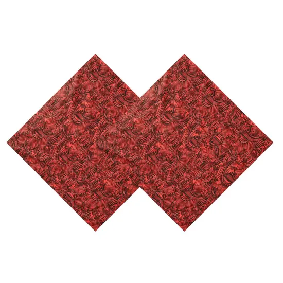 1 Yard Traditional Polynesia Tattoo All Over Fan Design Poly Cotton Fabric 45 Inch Width Red {3}