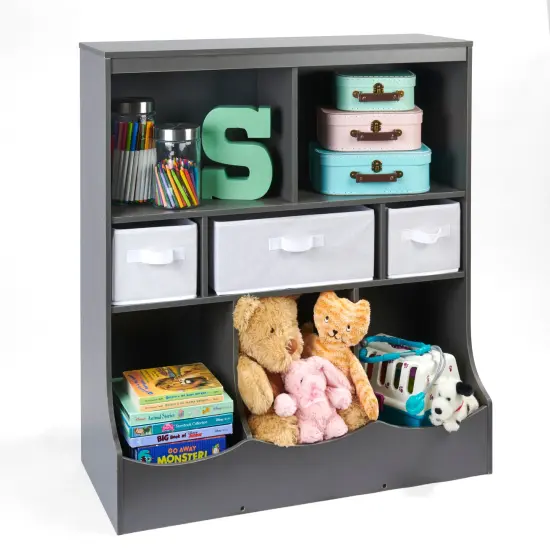 Badger Basket Combo Bin Storage Unit with Three Baskets - Charcoal {5}