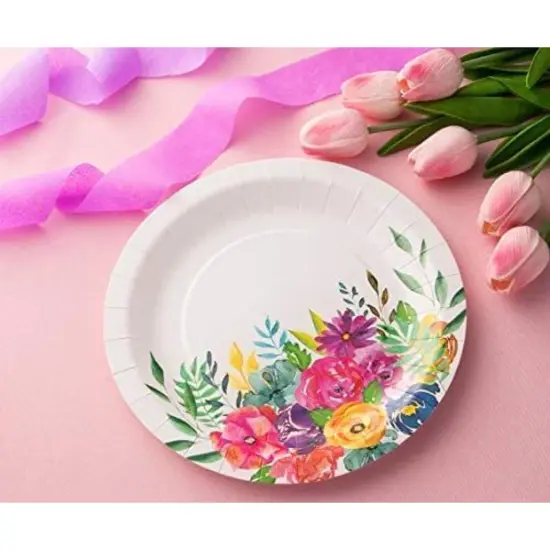 Juvale 80 Pack Vintage Disposable Floral Party Plates, 9 Inches, Ideal for Tea Parties, Weddings, Bridals, Baby Showers, Outdoor Lunch White {3}