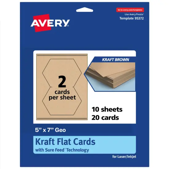 Avery Printable Geo Flat Cards, Sure Feed Technology, 5" x 7", Matte Kraft Brown Cardstock, Laser/Inkjet Printable, 20 Total, Great for Product Branding, Marketing, and More {7}