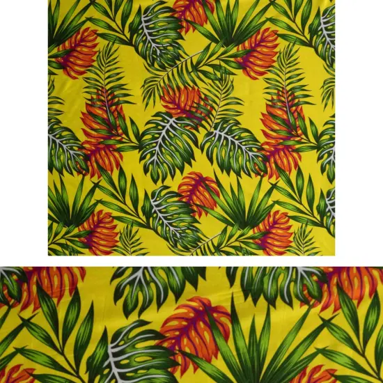 1 Yard Monstera & Split Leaves Rayon Poplin Fabric 44/45" Wide Navy {7}
