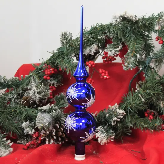 Golden Bell Collection 13.0 Inch Shiny Blue Finial W/ Snowflake Hanukkah Tree Topper , Christmas Decor Christmas Tree Topper {3}