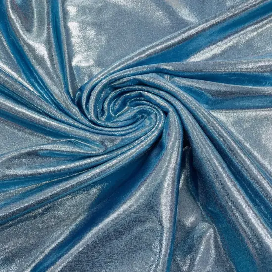 1 Yard Foggy Foil Shimmer Nylon Spandex Fabric 4 Way Stretch Reflective Lightweight 58-60 inches width Light Blue {1}