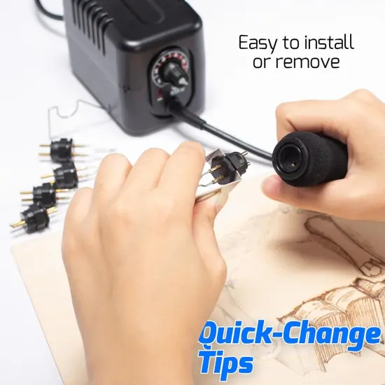 Wood Burning Kit with Quick-Change Woodburning Tool Wire-Nib Tips 250-600℃/482-1112℉ Adjustable with 5 Wood Burner Tips, Tip Removal Tool, Wood Burning Pen Holder, 2 Wood Pieces {2}