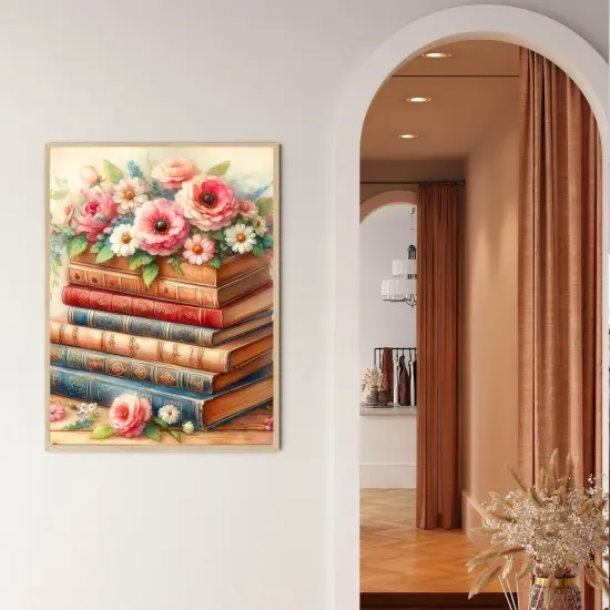 Books Diamond Art Kits DIY Daisy Diamond Painting Kits for Beginners Adults 5D Round Full Drill Diamond Painting Kits for Adults for Home Wall Decoration Gift 12&times;16 inch. {2}