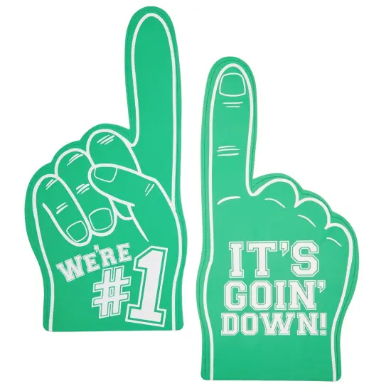 2 Pack Foam Finger #1, It's Goin' Down, Sports Party Favors, Outdoor Essentials, Green (17.5 in) {1}