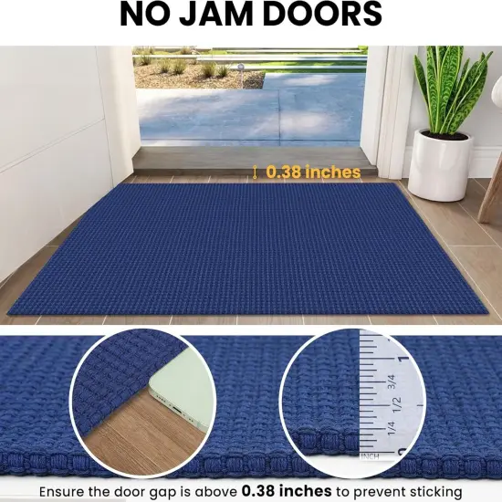 Washable Runner Rug 2'x8' Non Slip Hallway Runner Entryway Runner Indoor, Kitchen Rugs Woven Cotton Floor Carpet for Kitchen Hall Entrance Bedroom, Royal Blue/Navy {3}