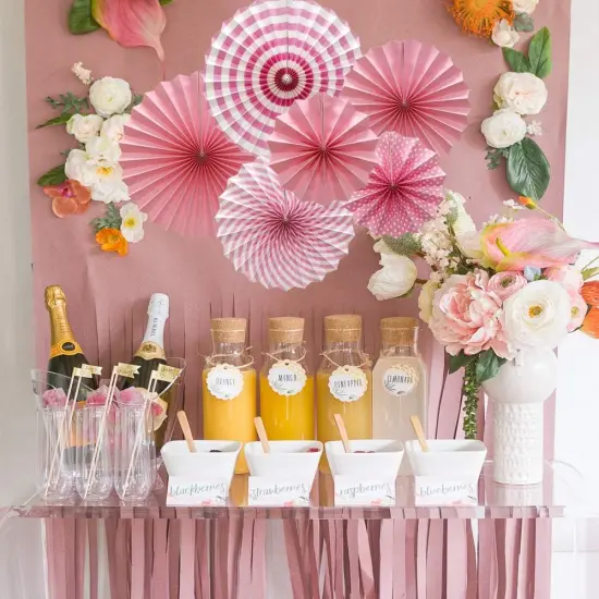 Hanging Paper Fans Party Set, Round Pattern Paper Garlands Decoration for Birthday Baby Girl Shower Graduation Bachelorette Valentine's Day, Set of 6 (Pink) {4}