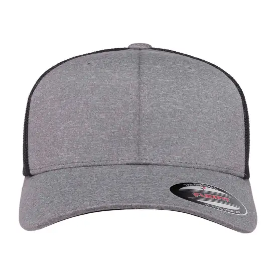 Flexfit&reg; Adult Poly M&eacute;lange Stretch Mesh Cap HEATHER/ NAVY {1}