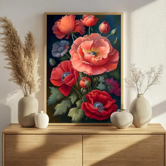 Flowers Paint by Numbers for Adult, Poppy Paint by Numbers Kit for Adults Beginners, DIY Flowers Acrylic Painting on Canvas {2}