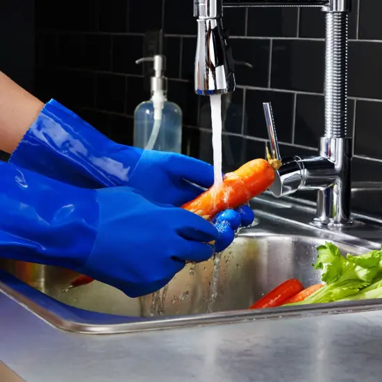 2 Pairs Heavy Duty Rubber Cleaning Gloves for Kitchen, Household, Dishwashing, Reusable and Cotton Lined (XL, Blue) {3}