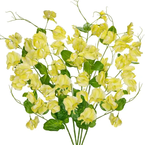 Summer Tabletop Floral Arrangements Yellow Artificial Flowers Bouquet, Spring Summer Flower Sprays with Green Leaves {2}