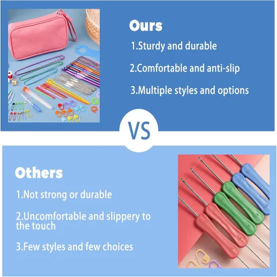 120Pcs Crochet Needles Set - Crochet Hooks with Case, Stitch Markers, Blunt Needles, Plastic Sewing Needles, Stitch Holders, Crochet Knitting Accessories, Crochet Kit for Beginners {4}