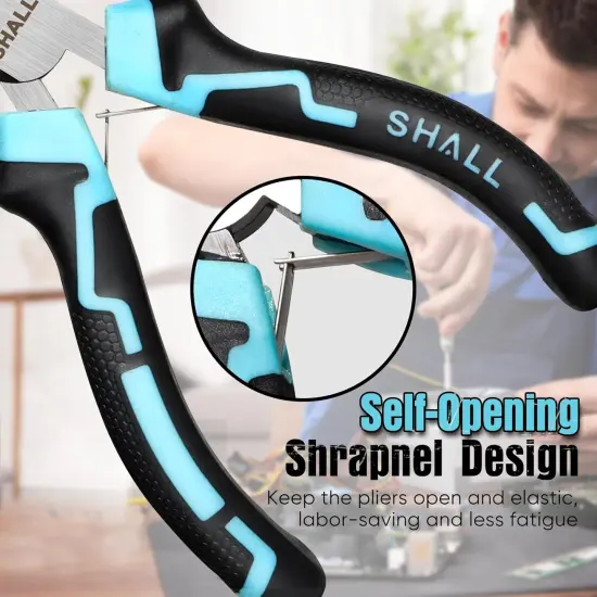 Mini Pliers Set, 6-Piece Small Pliers Tool Set Includes Needle Nose, Long Nose, Bent Nose, Diagonal, End Cutting and Linesman for Making Crafts, Electronic Repairing & Jewelry with Pouch {4}