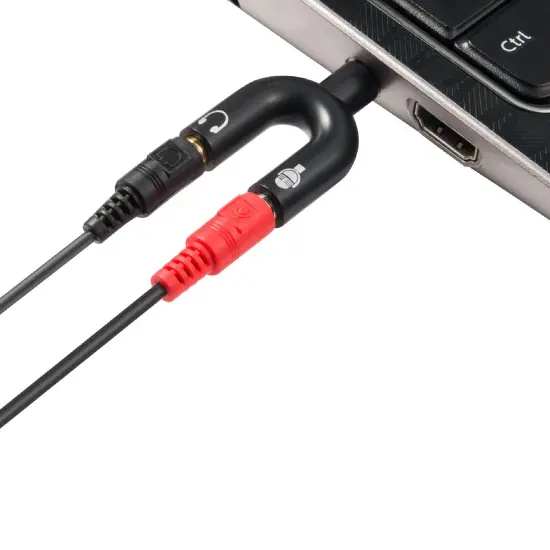 Insten Universal for Samsung iPhone 3.5mm Stereo Male to female Mic and Audio 3.5mm Jack cable Dual 3.5mm Headset and Microphone Y Splitter Adapter with Separate Headphone / Microphone Plugs- Black {7}