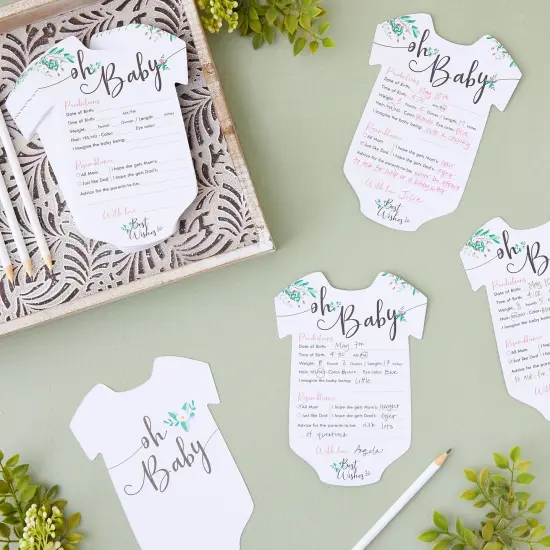 50 Pack Girl Baby Shower Prediction and Advice Cards for Parents to Be, Floral Themed Party Games (5 x 7 In) Multicolor {2}