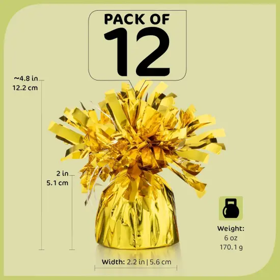 Gold Balloon Weights, Heavy Balloon Weight Pack of 12 Metallic Foil Weights for Balloons, Birthday Party & Wedding Table Centerpiece Ballon Weight, 4.8&rsquo;&rsquo; DIY Ballon Weights for Helium Balloons {2}
