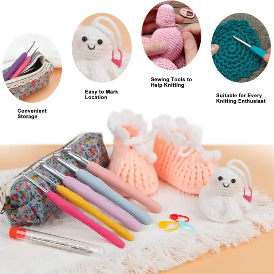 14 Piece Crochet Hooks Set, Crochet Hooks for Beginners Adults, Soft Grip Crochet Needles Tools with Storage Case，Ergonomic Crochet Hooks for Arthritic Hands {4}