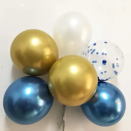 50Pieces Latex Balloons White Gold Blue confetti for Birthday Wedding Engagement Graduation Anniversary Party Decorations and Supplies {5}