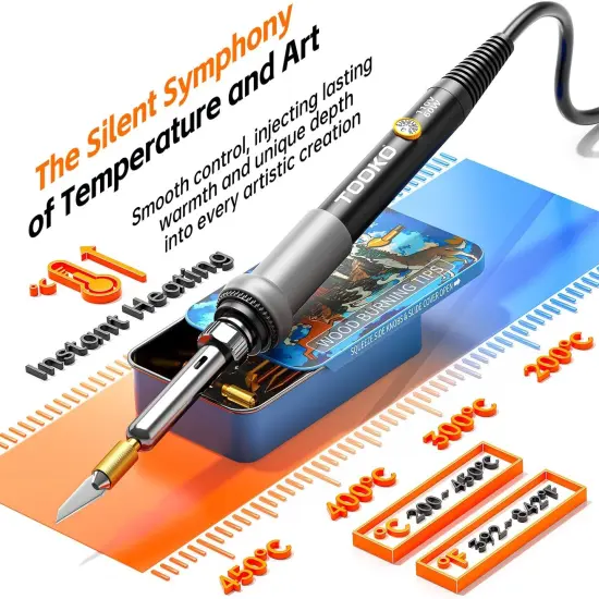 96pcs Wood Burning Kit, Professional Wood Burner Pen Tool, Creative Tool Set Adjustable Temperature WoodBurner for Embossing/Carving,Suitable for Beginners,Adults (BLACK) {4}