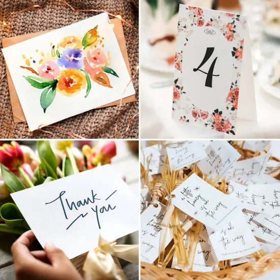 200 Pack White 300 GSM / 110 lb Thick Cardstock Paper - Blank Heavyweight Wedding Invitation Cards for Printing, Flashcards, Postcards - 5x7 inch {4}