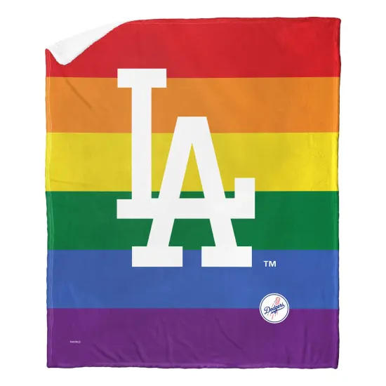 MLB Pride Series Silk Touch Sherpa Throw Blanket 50&times;60 Inches Los angeles dodgers {1}