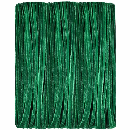 Dark Green Pipe Cleaners Craft (100 Pieces) Chenille Stems for DIY Art Creative Festival Day Decorations (0.24 x 12 Inch) {1}