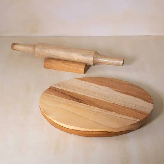 Teak Wood Chakla Belan With Stand - 2 Sets {3}