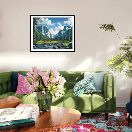 Yosemite National Park Paint by Numbers for Adults, Mountains Landscape Paint by Number Kits, Forest River Fir DIY Oil Painting for Gift Home Decor(16X20inches, No Frame) {2}