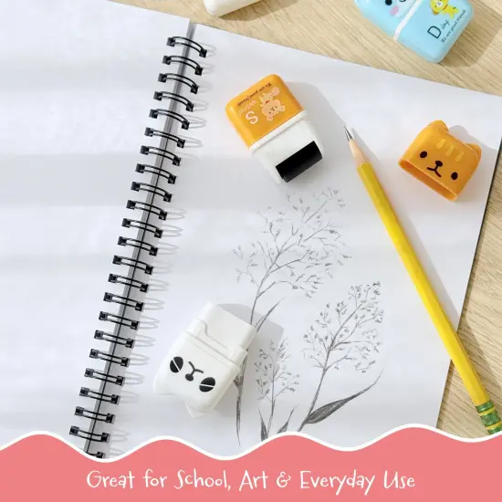 Wrapables Cute Animal Erasers with Clean Up Roller and Cover (Set of 6) {6}