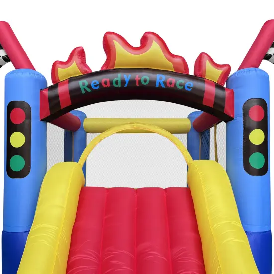 Cloud 9 Inflatable Bounce House and Blower, Race Car Track Theme Bouncer for Kids with Slide and Large Jumping Area {5}