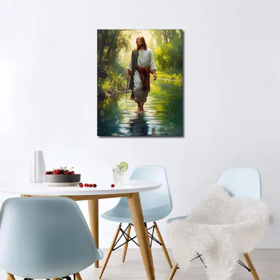 Jesus Paint by Numbers, Adult Paint by Number Prayer in The Forest Paint-by-Number Kits DIY Acrylic Painting Kits On Canvas Religious Spirit Paint by Number for Adults, 16 x20 Inch {2}