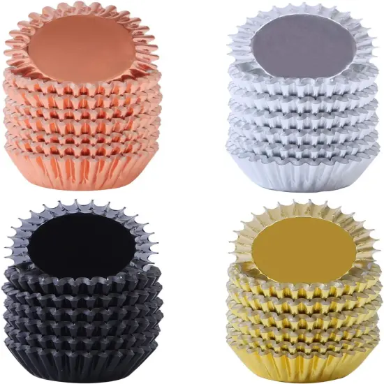 600 Pieces 1.25 Inch Mini Size Foil Metallic Cupcake Liners Muffin Paper Cases Baking Cups {1}