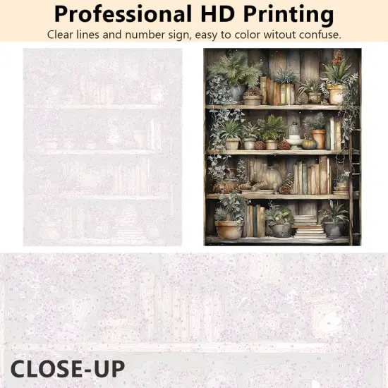 DIY Paint by Numbers, Many Plants Adults' Paint-by-Number Kits on Canvas, Book Shelves Paint by Numbers Kit {2}